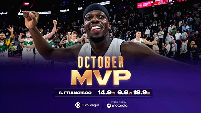 Euroleague: Ο Σιλβέιν Φραντσίσκο της Ζαλγκίρις ανακηρύσσεται MVP του Οκτωβρίου