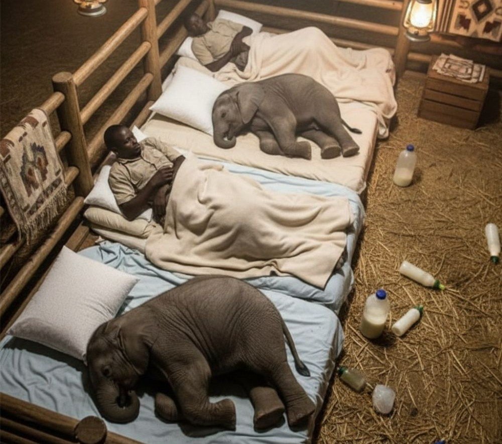 Ορφανά ελεφαντάκια στο Ναϊρόμπι: Κοιμούνται με τους φροντιστές τους