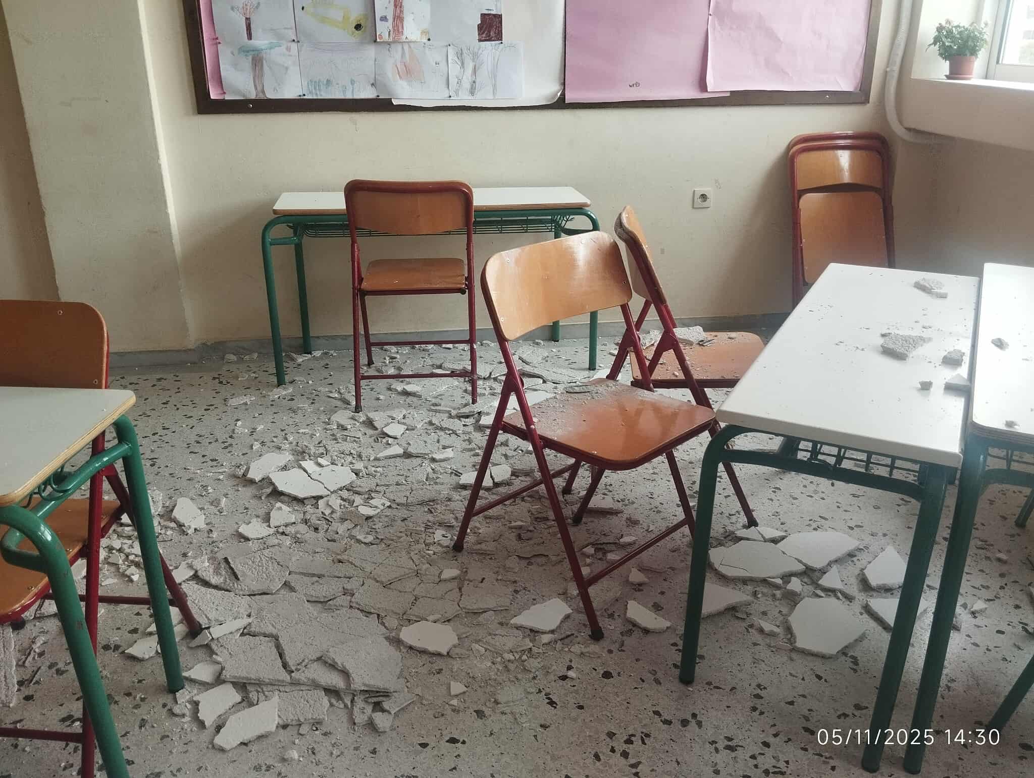 Σοβαρό περιστατικό σε σχολείο στο Πόρτο Ράφτη: Σοβάδες από το ταβάνι τραυμάτισαν δύο μαθητές